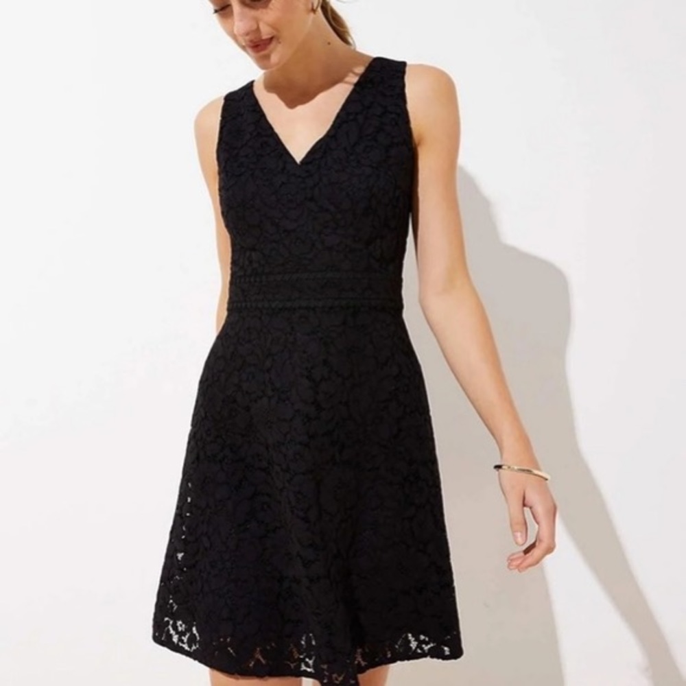 NEW WITH TAGS - Loft black lace wrap dress